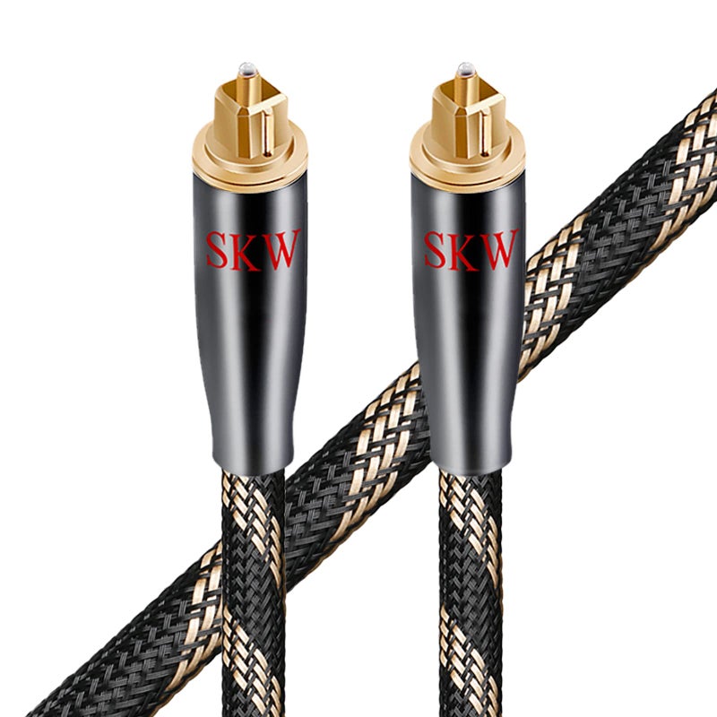 SKW Optical Digital Audio Toslink Cable Home Theater Fiber Optic Male to Male Gold Plated S/PDIF Cables - Copper Connectors, High-Reinforced Transparent Polymer Core, Nylon Braided 4.9ft(1.5M) - Image 1